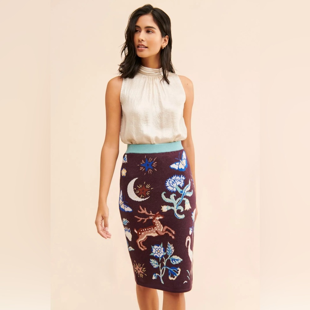 Anthropologie Forest Friends Sweater Skirt, XSP